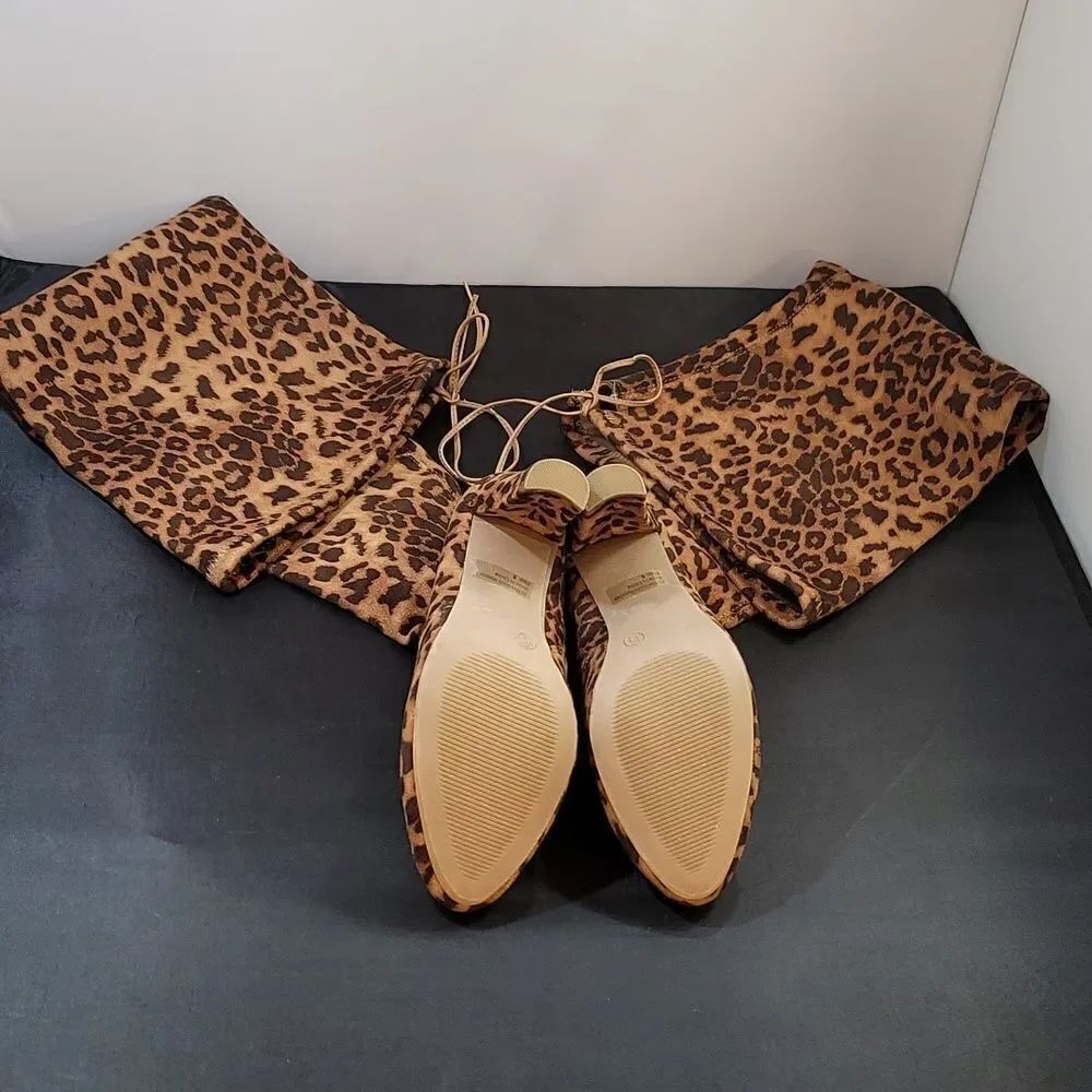 BRAND NEW WILD DIVA LOUNGS ANIMAL PRINT POINTED TOE TALL BOOT - Picture 12 of 16